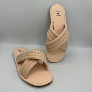 Shade & Shore Maxie Padded Crossband Sandals, Size 5, Nude/Blush Slide Flats NWT